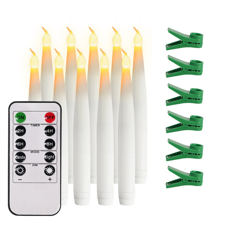 Free Shipping 10 PCS Remote Timer Battery Flameless Glitter Christmas Festive Decoration Lights Pedestal Clips LED Candles