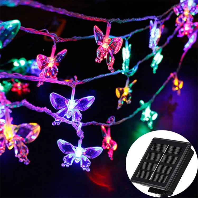 Butterfly Solar String Light Outdoor Garden LED Waterpoof Solar Butterfly Lamp for Patio Deck Eaves Wedding Tent Party Decor