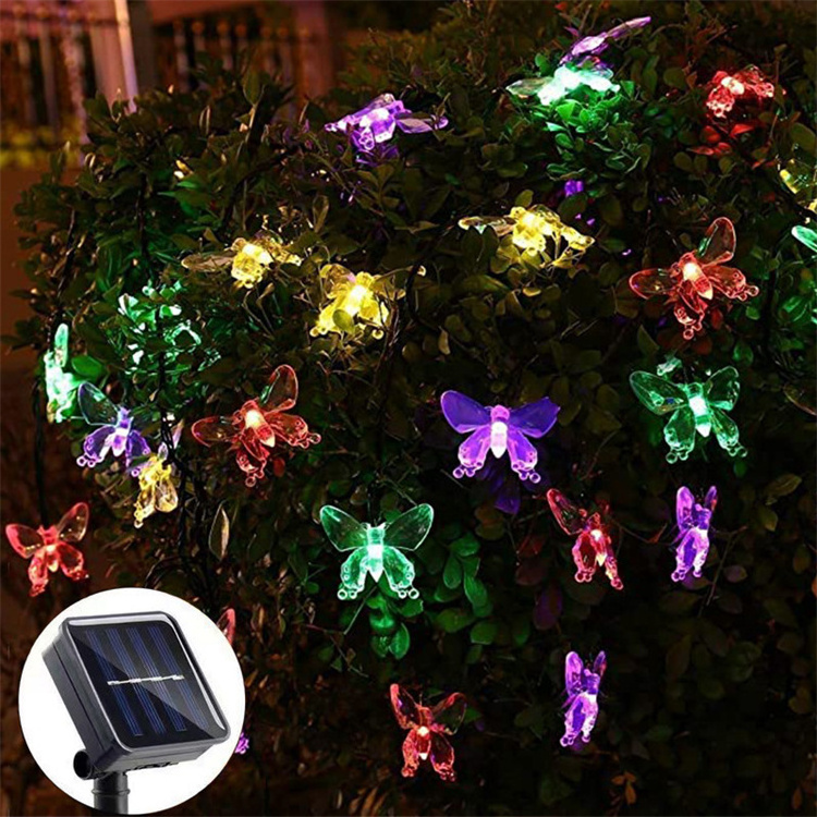 Butterfly Solar String Light Outdoor Garden LED Waterpoof Solar Butterfly Lamp for Patio Deck Eaves Wedding Tent Party Decor