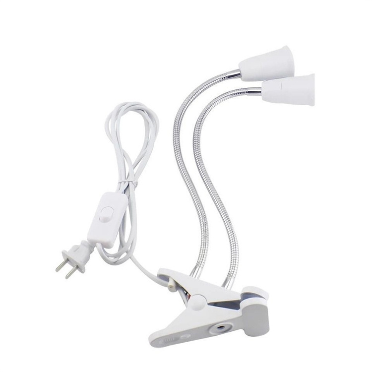 Flexible Desk Lamp Holder E27 Base Light Socket Gooseneck Clip-On Cable With On off Switch Plugs Night Light Bulb Grow Light