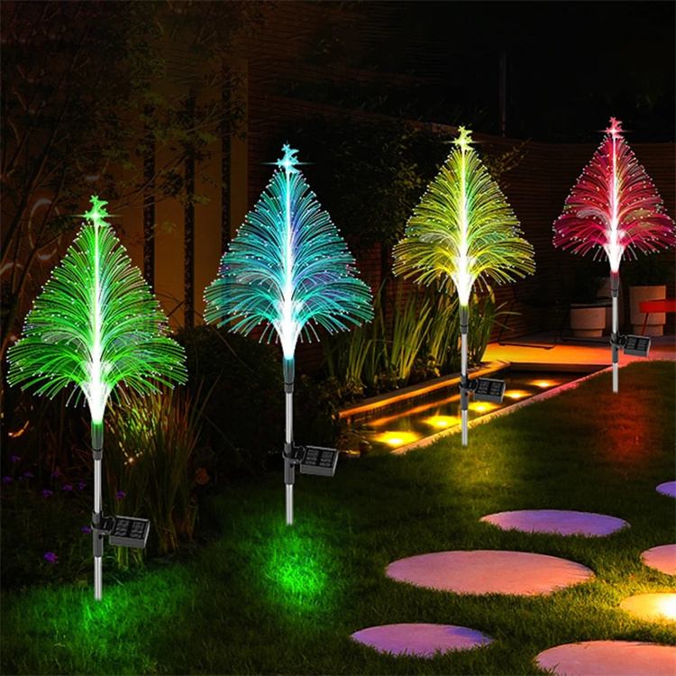 LED Waterproof Solar Jellyfish Fiber Optic Light Outdoor Garden Lawn Light For Christmas Halloween Courtyard Atmosphere Decor