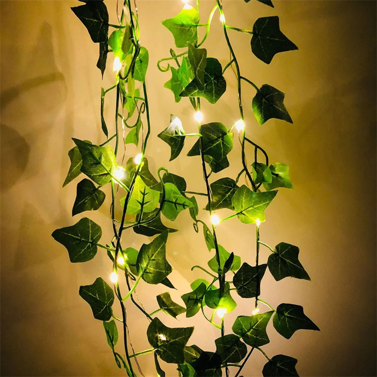 Artificial Ivy Garland Vines Greenery Hanging Plants Backdrop Artificial Garland Fairy led copper wire leaf string light