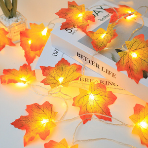 Maple Leaf Multicolor mixed Maple Leaf Cake Decoration wafer paper leaf Cake Topper led string light