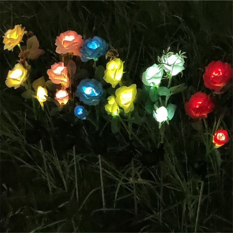 RGB color changing 2pack outdoor replacement stake solar powered lily shaped garden solar flower lights