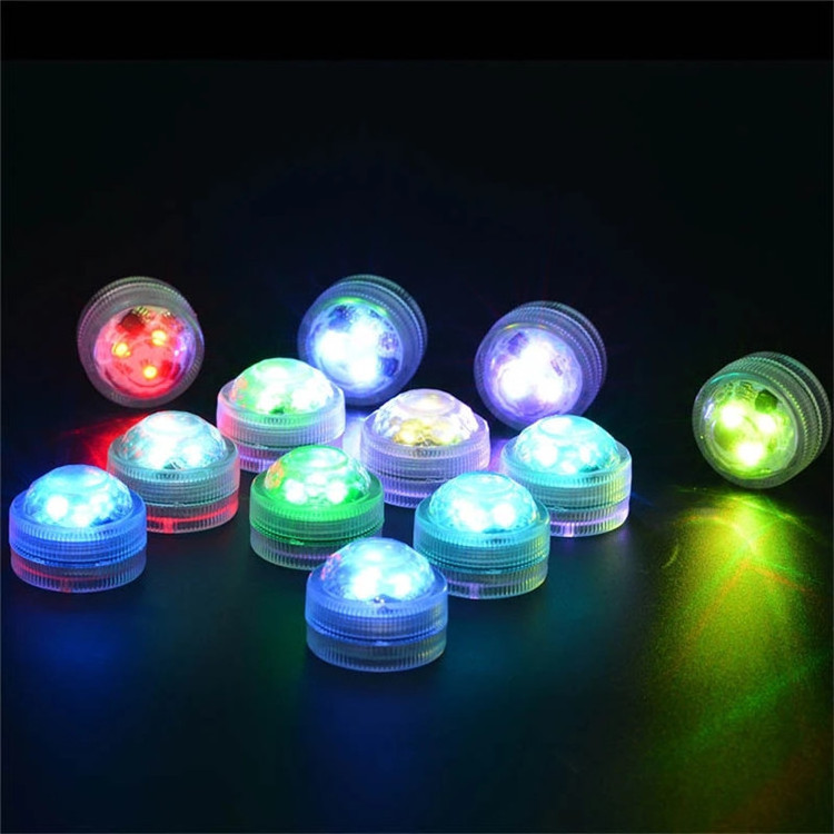 Submersible Light LED Flameless Candles Tea Light Round Battery Operated Super Bright RGB LED Underwater Lights