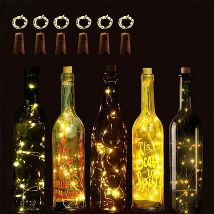 Battery Operated Led Flameless Tea Cork Fairy For Party Wedding Deco Mini String Flame Cork Light Candle Bottle Light