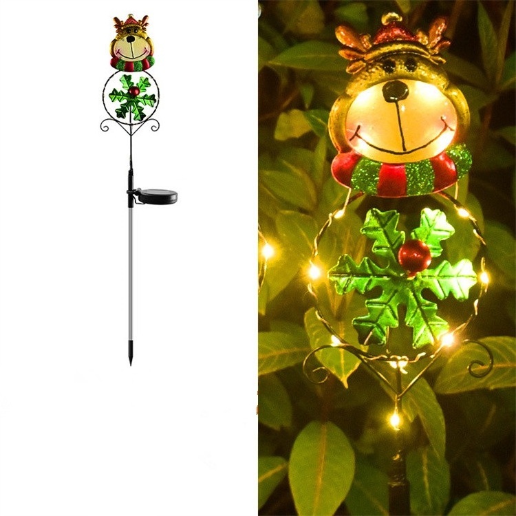 Holiday Solar Christmas Cartoon Lights Led Snowman Moose Penguin Insert Ground Lights Outdoor Patio Lawn Decorative Lights