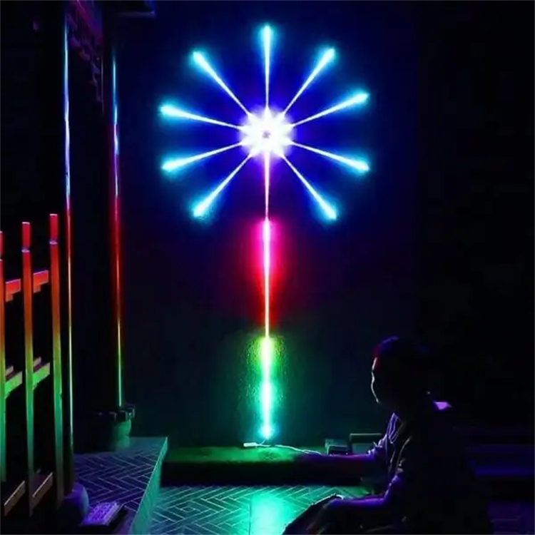 Solar LED Firework Light With Remote Control Starry Starburst Lights Waterproof Indorr Wall Lamp Christmas Valentine's Day Decor