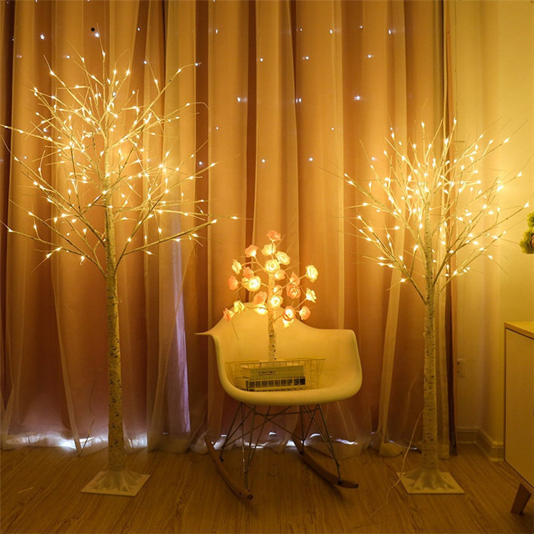 120cm outdoor indoor room decoration led silver twig birch trunk tree artificial branches Christmas light