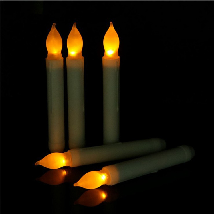 12 PCS Warm White Flickering Flame less taper candles with remote battery operated led candle light