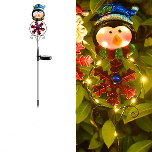 New arrival solar Christmas lights led snowman elk penguin floor lamp outdoor garden lawn decoration lights