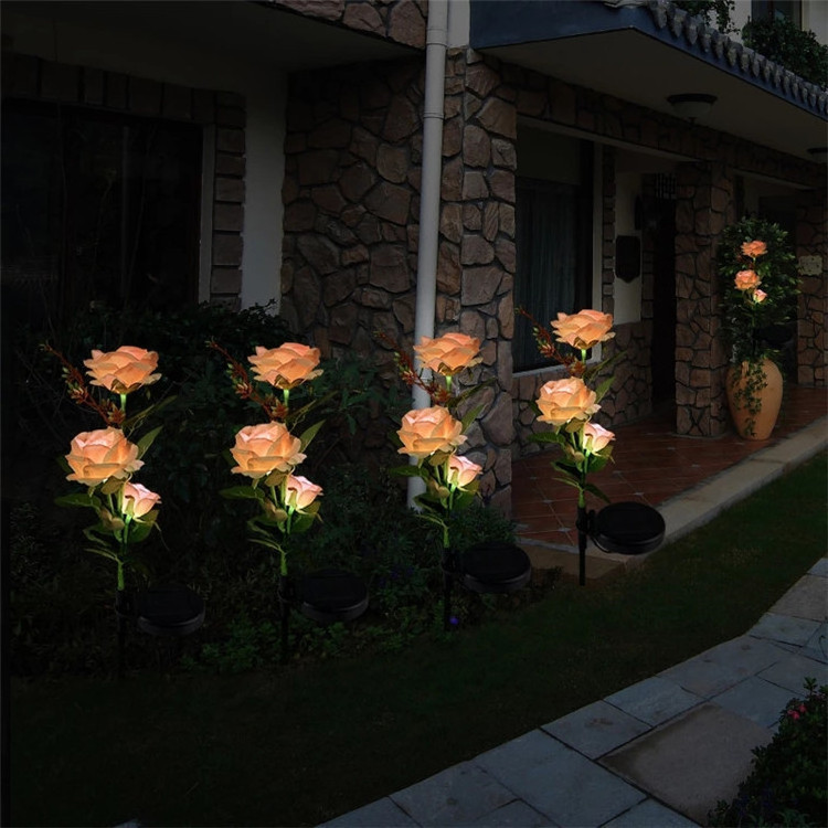 RGB color changing 2pack outdoor replacement stake solar powered lily shaped garden solar flower lights