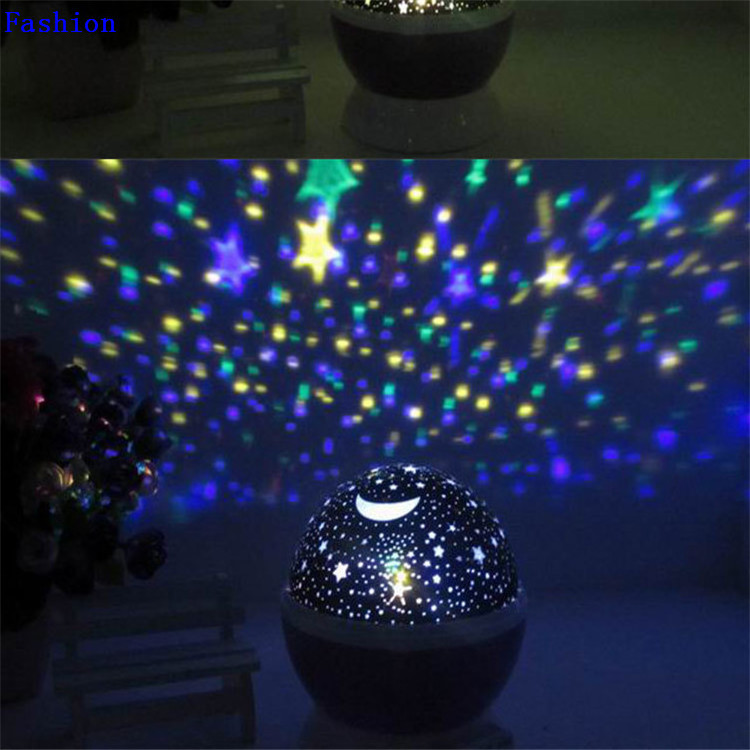 Romantic Rotating Spin Projector Children Kids Baby Sleep Sky Star Moon Master USB Projection led night light