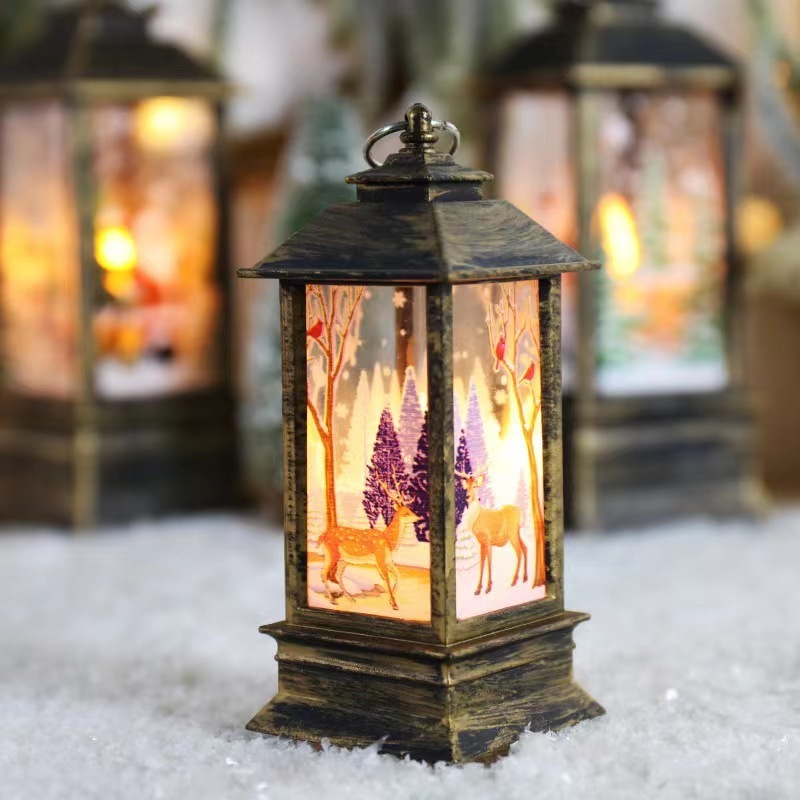 Christmas Decorative Lantern LED Light Up Christmas Wind Lamp Christmas Decor Night Pre-lit Santa Claus Decor Light