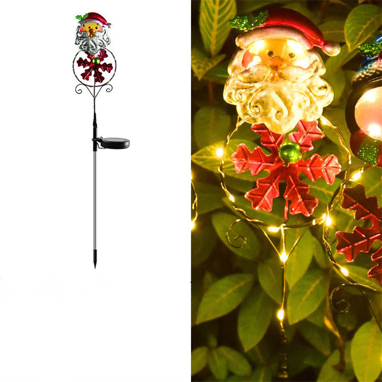 Christmas Decorations Solar Garden Stake Lights IP65 Waterproof Cute Santa Claus Elk Penguin Snowman Solar Pathway Lights