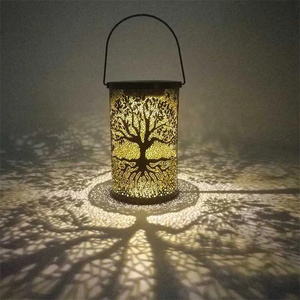 Retro Solar Garden Light LED Lantern Hanging Outdoor Olive Shape Lamp IP65 Water Resistant Retro Wrought Iron Lamp Nordic