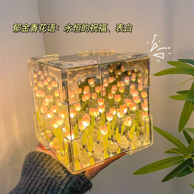 Festivals Indoor Decoration Creative Bedroom Decoration Dome Led Glass Flower Lampara De Tulipan for Gift