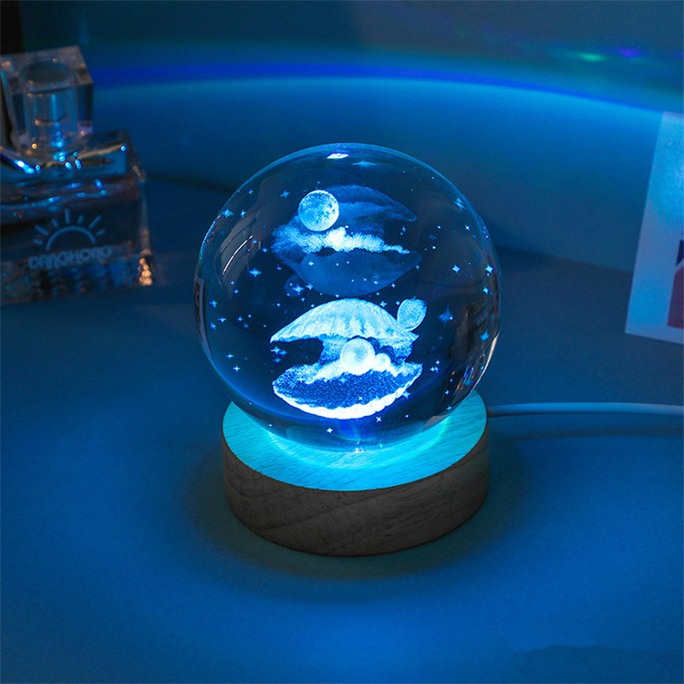 Marine Animal 3D Crystal ball Crystal Planet Laser Engraved Solar System Globe Astronomy Gift Birthday Gift Home Decoration