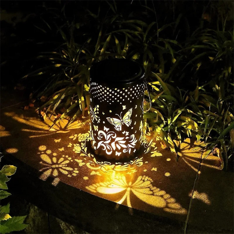 Retro Solar Garden Light LED Lantern Hanging Outdoor Olive Shape Lamp IP65 Water Resistant Retro Wrought Iron Lamp Nordic