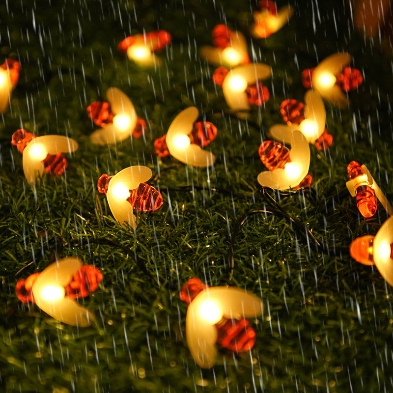 Hot selling solar bee light string outdoor firefly lights garden decoration dragonfly ladybug led string lights