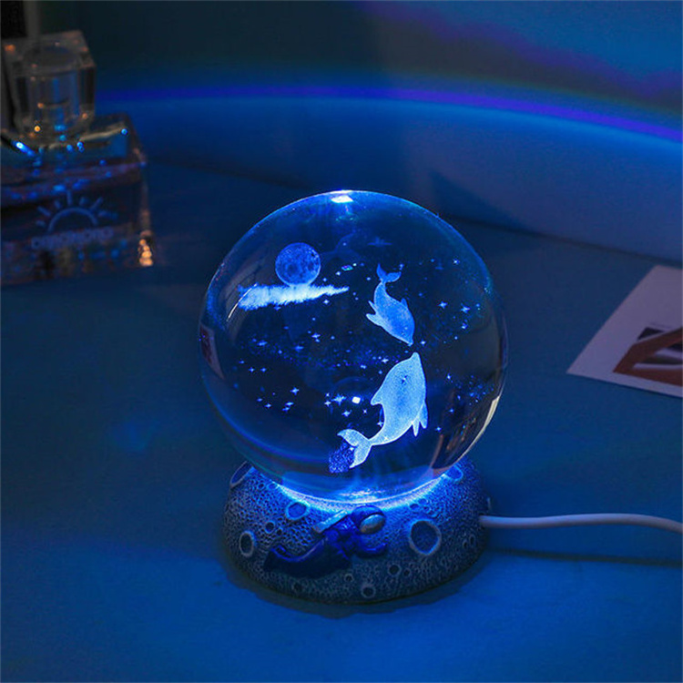 Marine Animal 3D Crystal ball Crystal Planet Laser Engraved Solar System Globe Astronomy Gift Birthday Gift Home Decoration