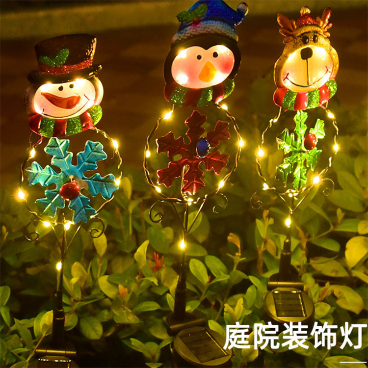 New solar Christmas lights led snowman elk penguin floor lamp outdoor garden lawn decoration lights