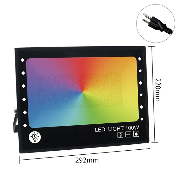 Remote Control RGB 50W 100W Outdoor Wall Reflector IP65 Waterproof LED Flood light For Garden Landscape