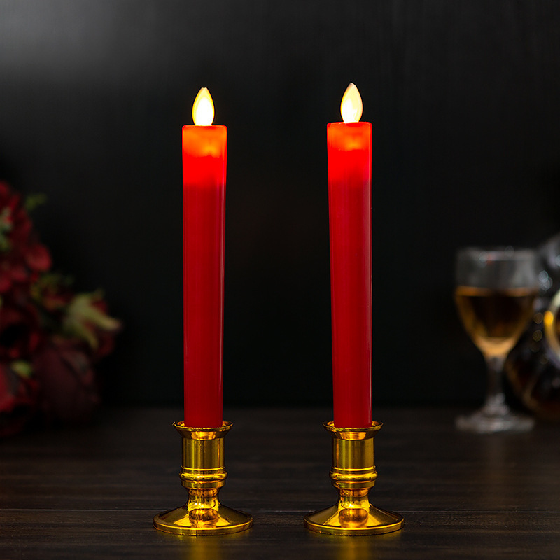 Wedding Decor Ivory Wholesale Paraffin Wax Candle Warmer led Pillar Flicker Wave Edge Taper Candles