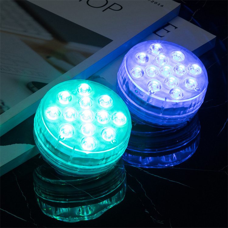 Submersible LED Light Waterproof IP68 RGB Underwater Pool Light RF Remote 13 Bead Suction Cup Battery Operated Shower Light