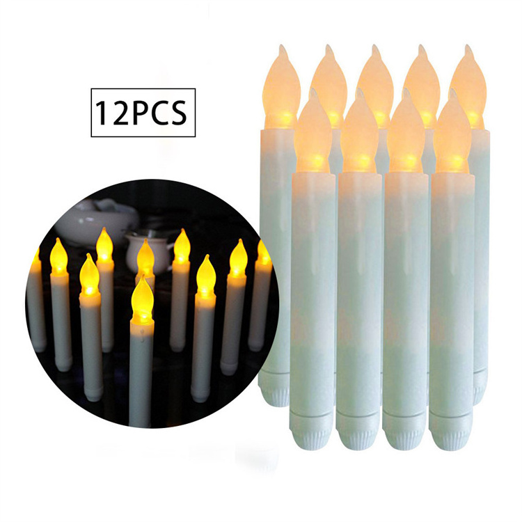 Flickering Flame Candlesticks Warm Light Christmas Decoration Electric Fake Candles 12PCS for Christmas Halloween Party