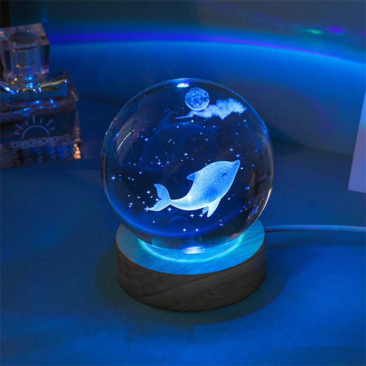 Marine Animal 3D Crystal ball Crystal Planet Laser Engraved Solar System Globe Astronomy Gift Birthday Gift Home Decoration