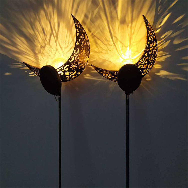 Explosive Garden Led Solar decoration Lights Pathway Outdoor Hollow Star moon sun Flame Light Antique Solar Street Light