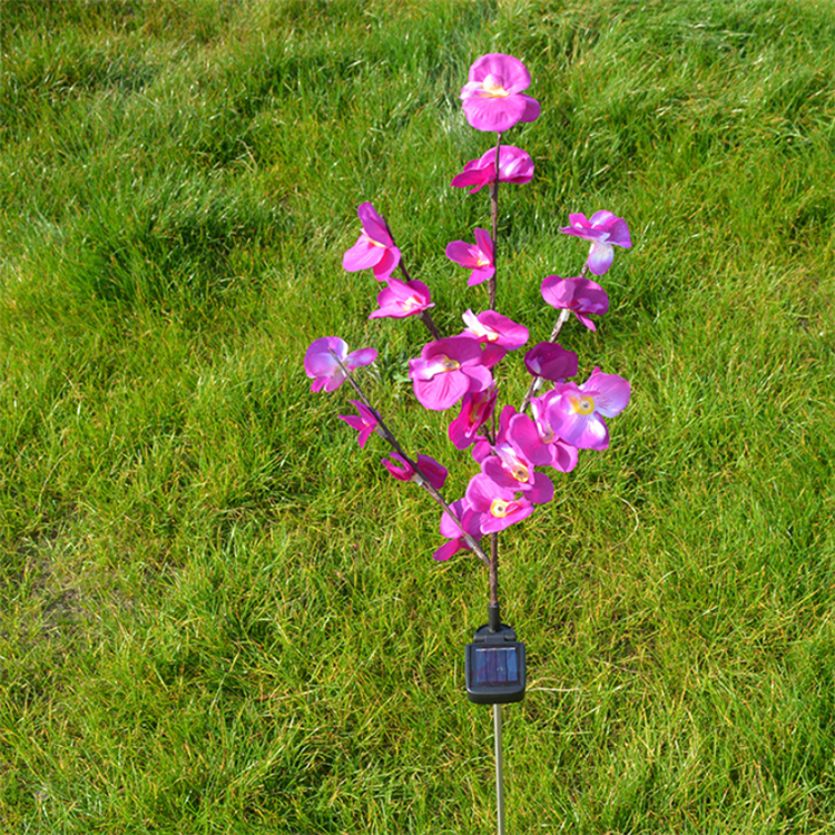 RGB color changing 2pack outdoor replacement stake solar powered butterfly orchid shaped garden solar flower lights