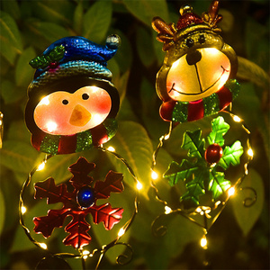 New Santa Claus Snowman Reindeer and Penguin solar christmas lights outdoor waterproof for New Year Party Deco