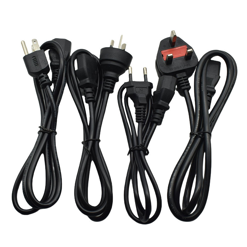 1pcs 1.4m 1.5 M Pure Cable Stripped End With Eu Plug Power Cord Black 220v Pigtail Electronics Wire Euro Power Cord Cable