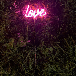 Love Solar Garden Stake Lights, Outdoor Solar Pathway Light for Lawn Patio Yard Walkway, Neon Pink Lighting