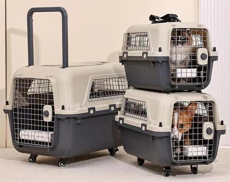 Fashionable and High Quality Travel Cat and Dog Pet Flight Case Foldable Portable Pet Travel Car Cat Plastic Cage