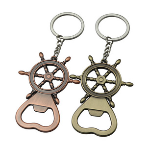 Vintage color custom Nautical rudder design beer bottle opener keychain keyring in good quality