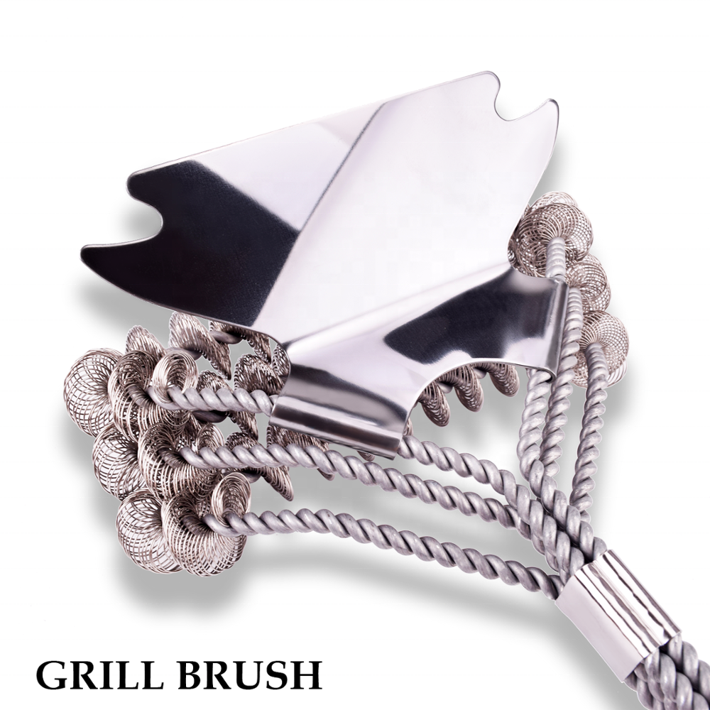 Safe Clean Bristle Free Long Handle BBQ Cleaning Grill Brush and Scraper