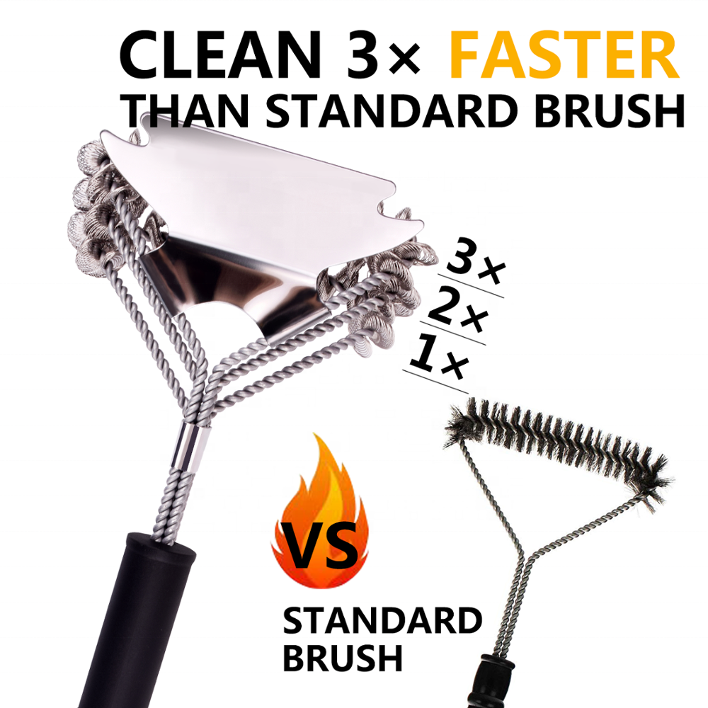 Safe Clean Bristle Free Long Handle BBQ Cleaning Grill Brush and Scraper