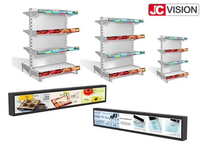 23 24 35 37 inch Supermarket Ultra Wide Strip Shelf Edge Advertising Digital Signage Indoor  Stretch Bar Lcd Display Sc