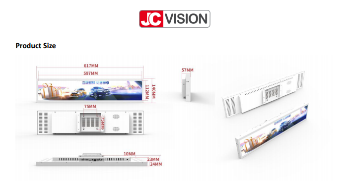 23 24 35 37 inch Supermarket Ultra Wide Strip Shelf Edge Advertising Digital Signage Indoor  Stretch Bar Lcd Display Sc