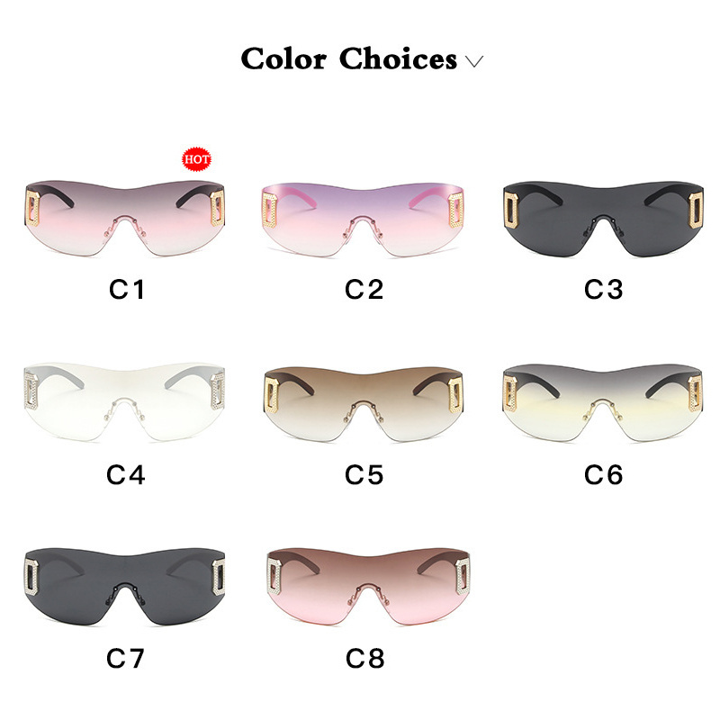 Luxury oversized Rimless Sunglasses Women Punk One Piece y2k Sun Glasses Ladies 2023 Lentes UV400 CE Shades Eyewear Gafas De Sol