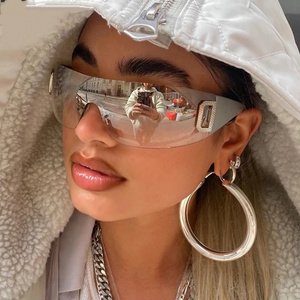 Luxury oversized Rimless Sunglasses Women Punk One Piece y2k Sun Glasses Ladies 2023 Lentes UV400 CE Shades Eyewear Gafas De Sol