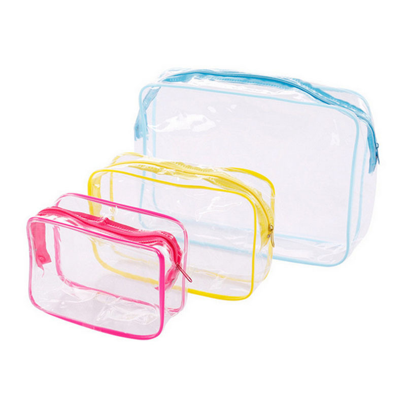 3PCS PVC Travel Transparent Cases Clothes Toiletries Storage Bag Box Luggage Towel Suitcase Pouch Zip Bra Cosmetics Organizer