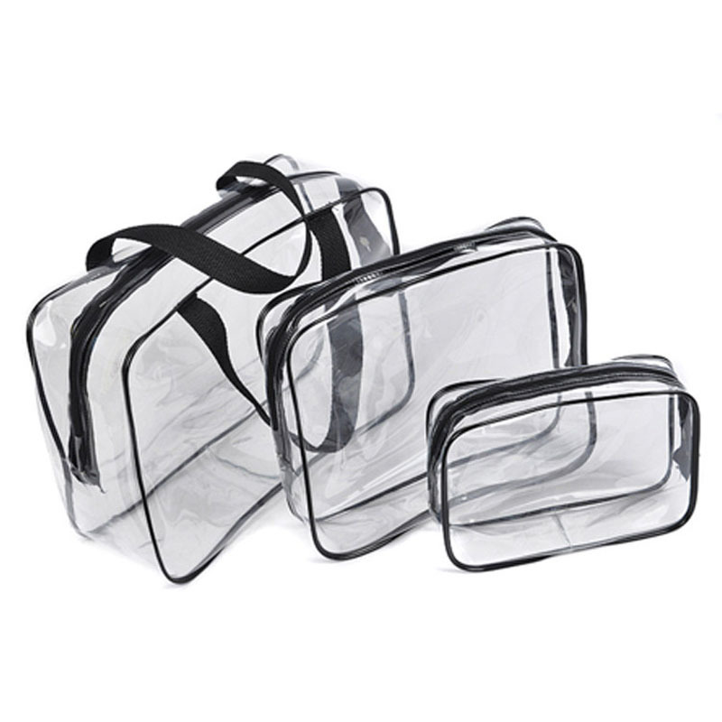 3PCS PVC Travel Transparent Cases Clothes Toiletries Storage Bag Box Luggage Towel Suitcase Pouch Zip Bra Cosmetics Organizer