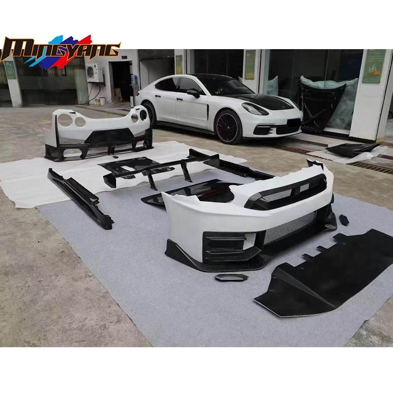 FRP+Carbon fiber R35 2008+ covert to 2024 facelifts car bumpers spoiler body kit for Nissan GTR GTR35 R35 upgrade Nismo bodykit