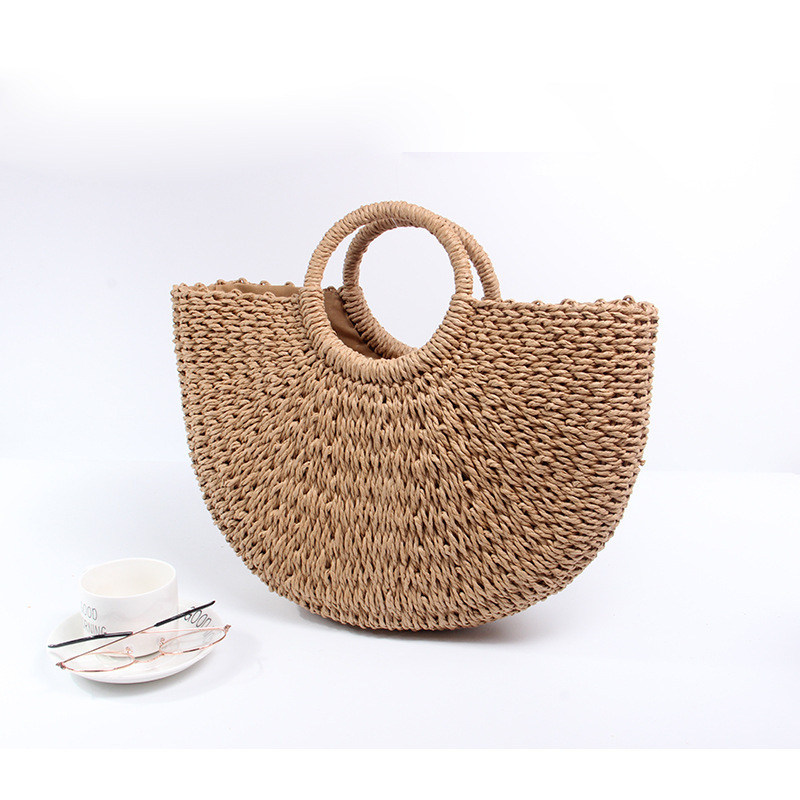 wholesale low price beach bag water hyacinth handbag straw tote bag rattan bag