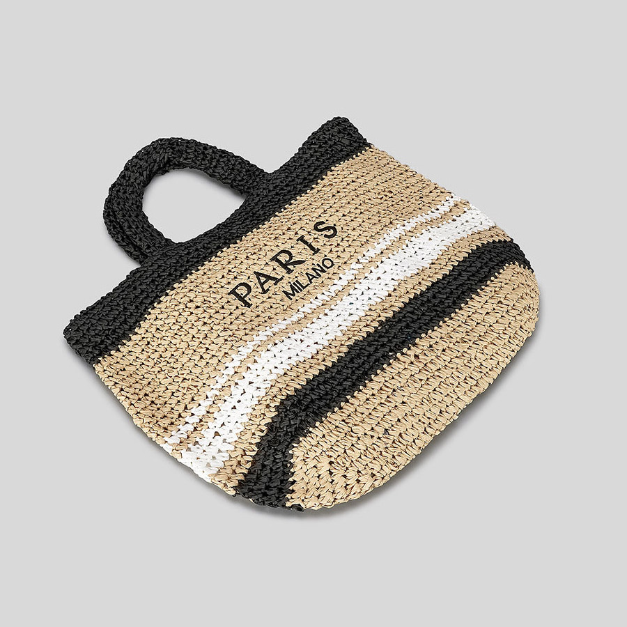 Custom Logo woven tote bag handbag straw bags tote summer beach Bag for women