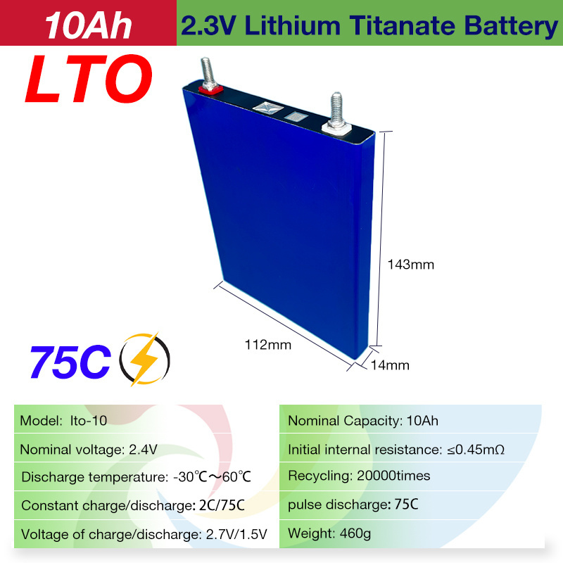 2.4V 10Ah 20Ah SCIB LTO Max 75C Discharge LTO Prismatic Cells 10Ah Lifecycels 20000 Times Rechargeable Long Cycle Life